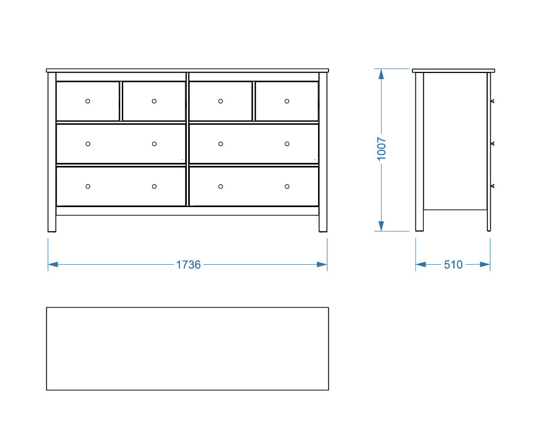 "SAGA" კომოდი4+4, შავი