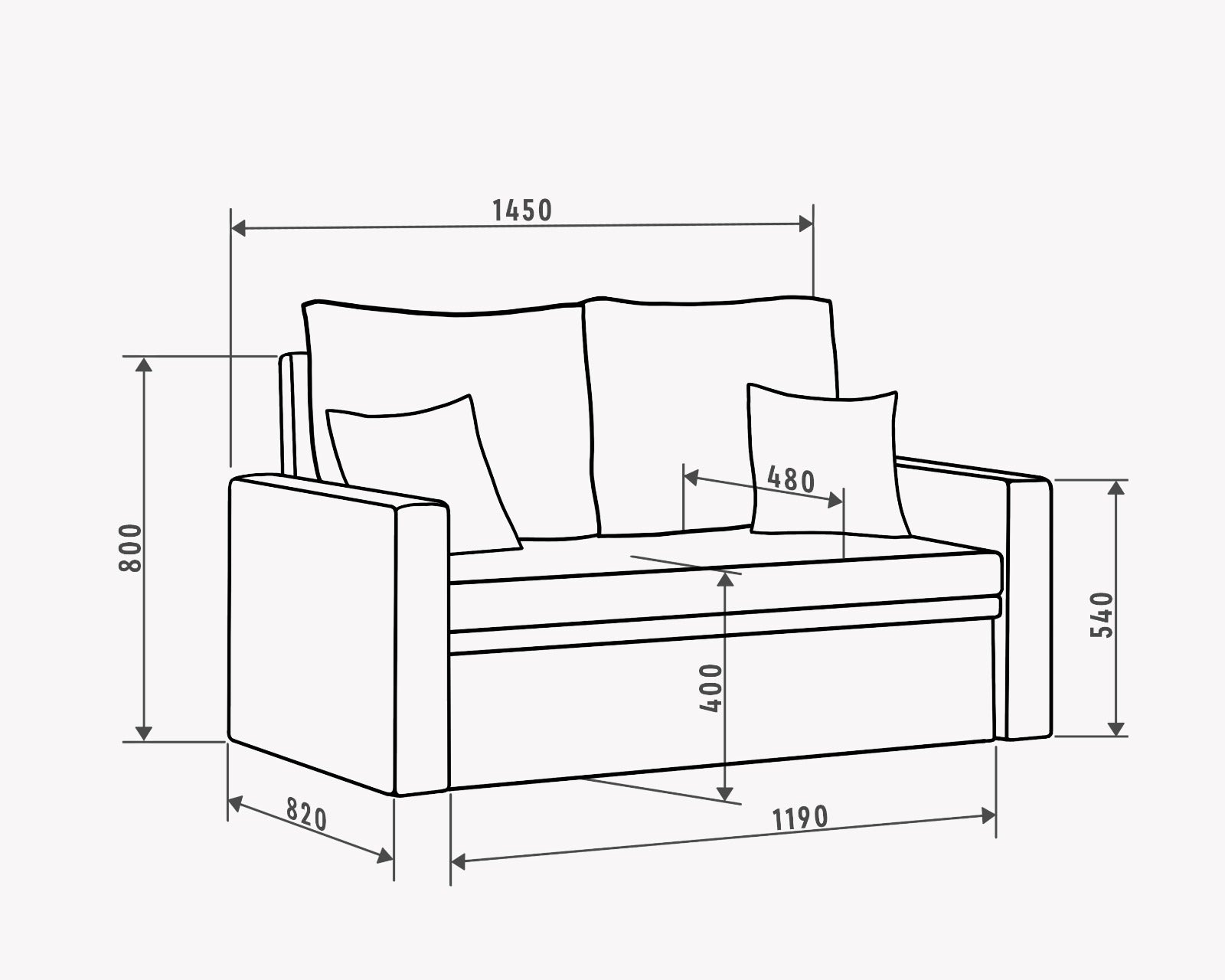 დივანი ორადგილიანი გასაშლელი "TUNNE"