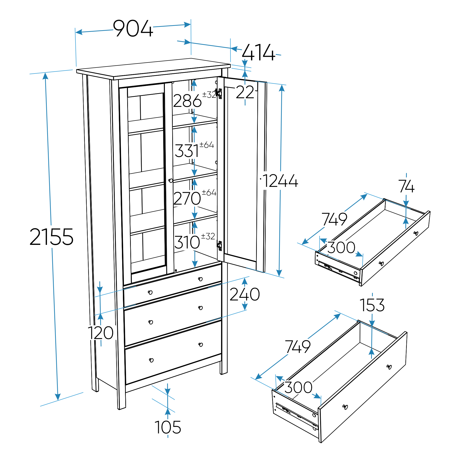 SAGA კარადა ვიტრინით 90