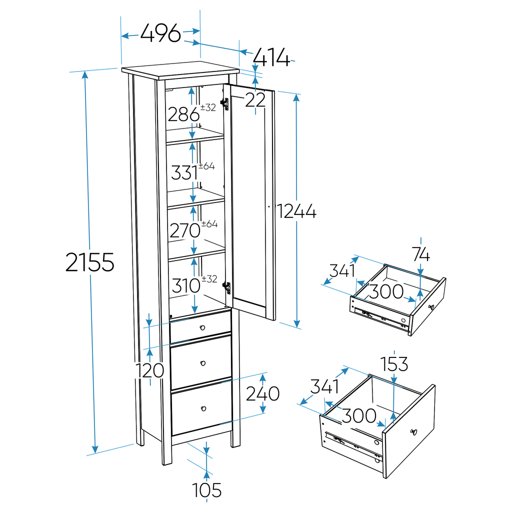 SAGA კარადა ვიტრინით 50