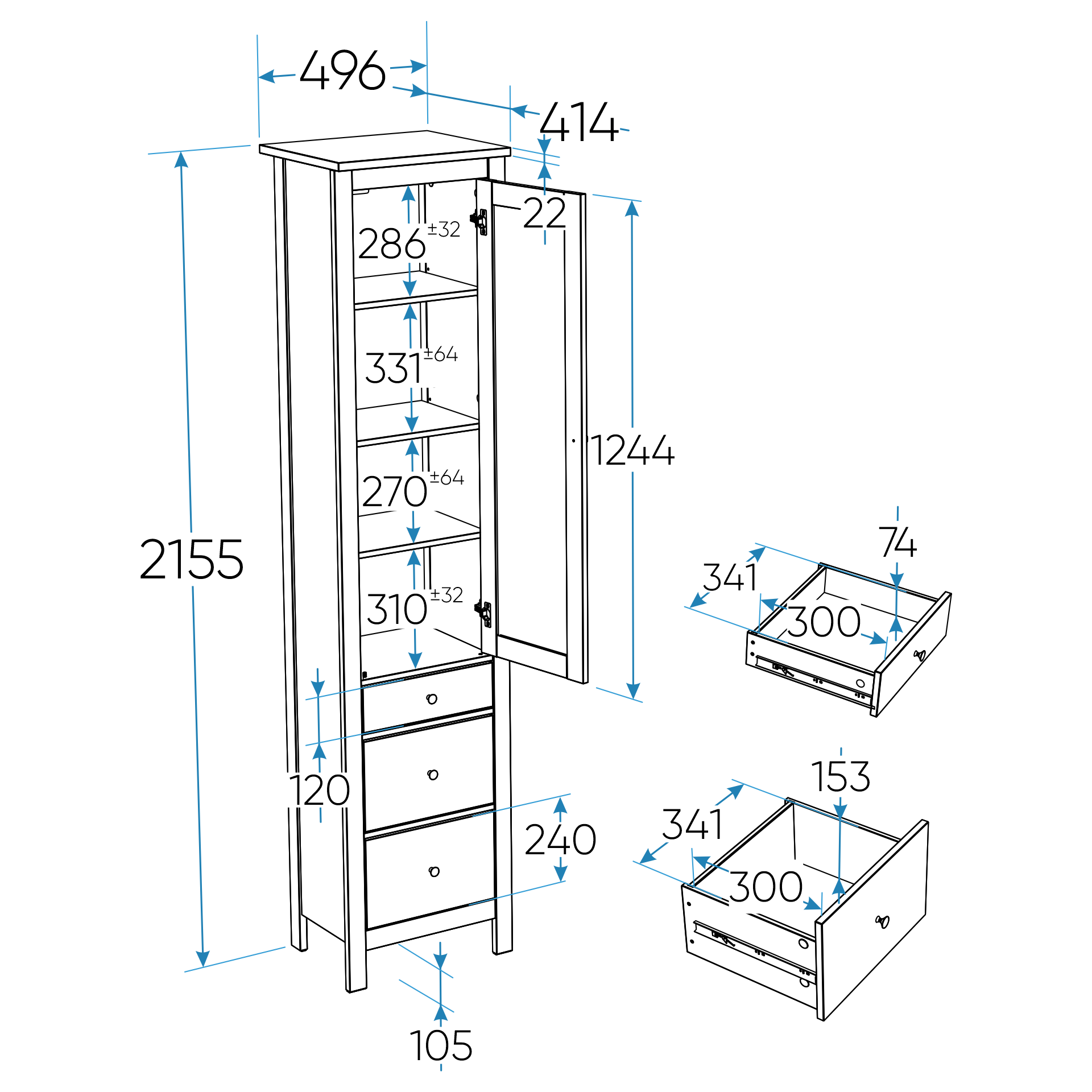 SAGA კარადა ვიტრინით 50