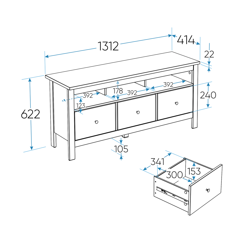 SAGA ტუმბო სამი უჯრით